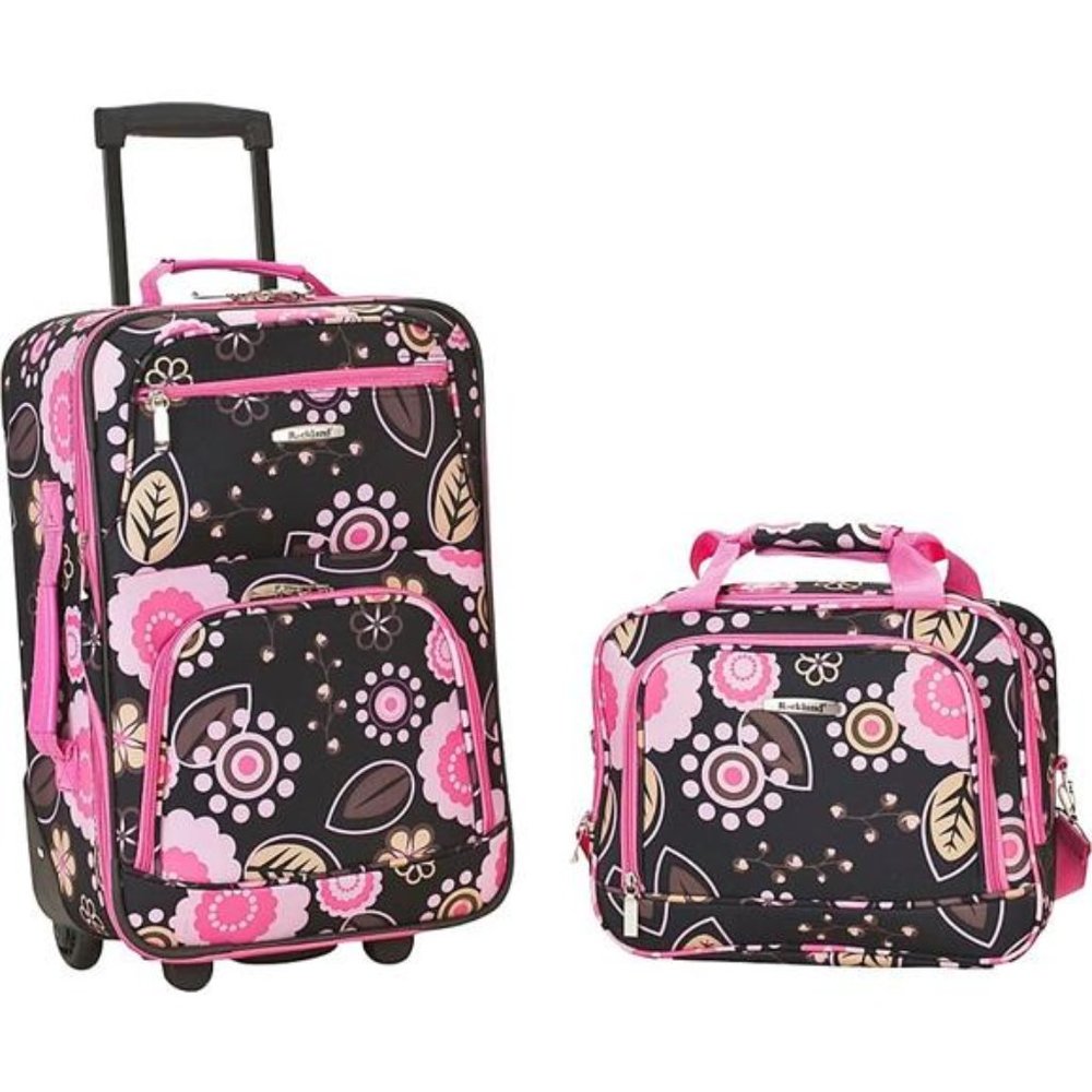 Upright Luggage Set, Expandable, Travel Bag Travel Set Pink, 2-Piece (14/19)